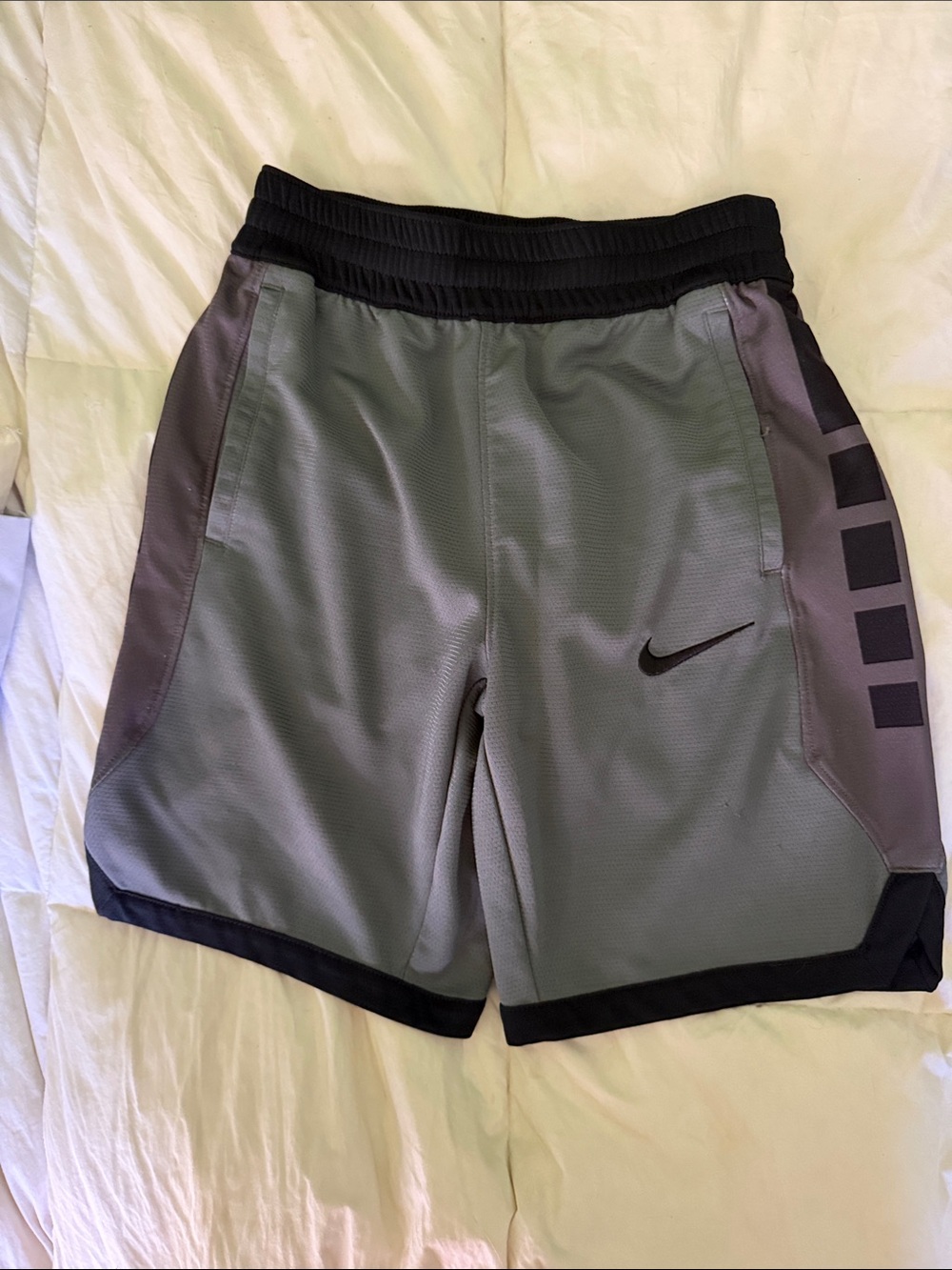 Nike Men's Olive Gray Athletic Shorts with Black Trim